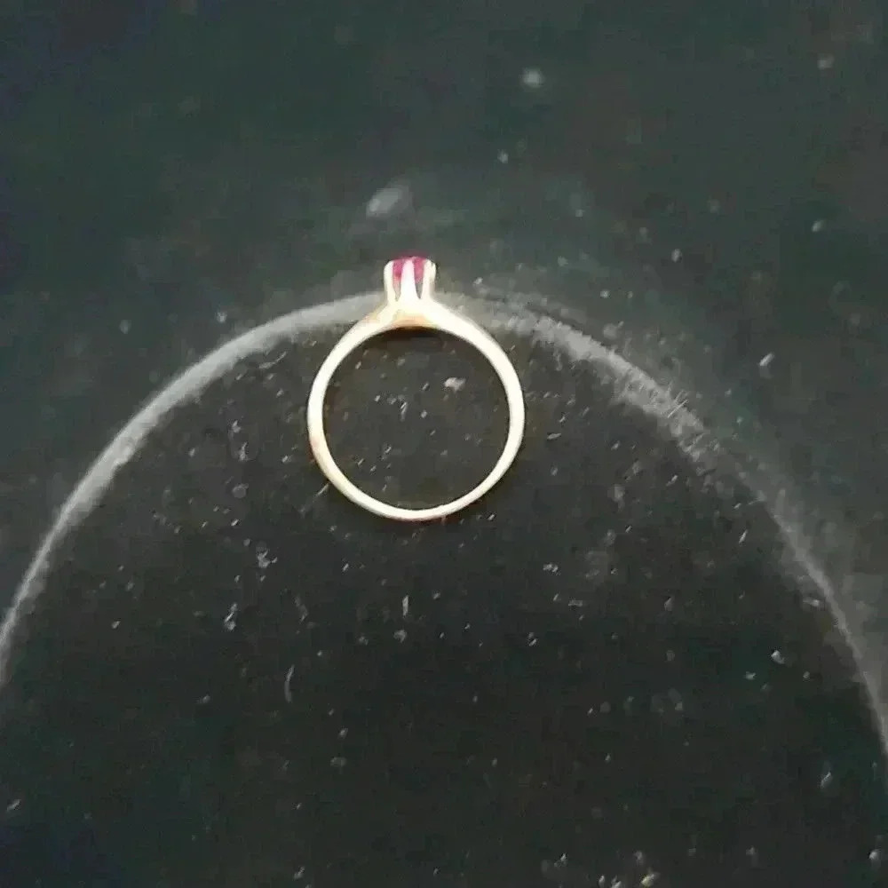 Victorian high prong 10 karat gold small size ruby ring